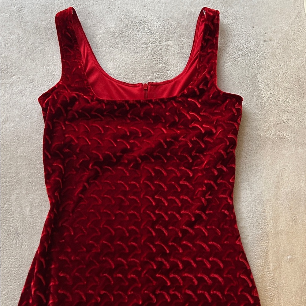 Vintage 80s/90s Algo Red Velvet Dress - Picture 15 of 16